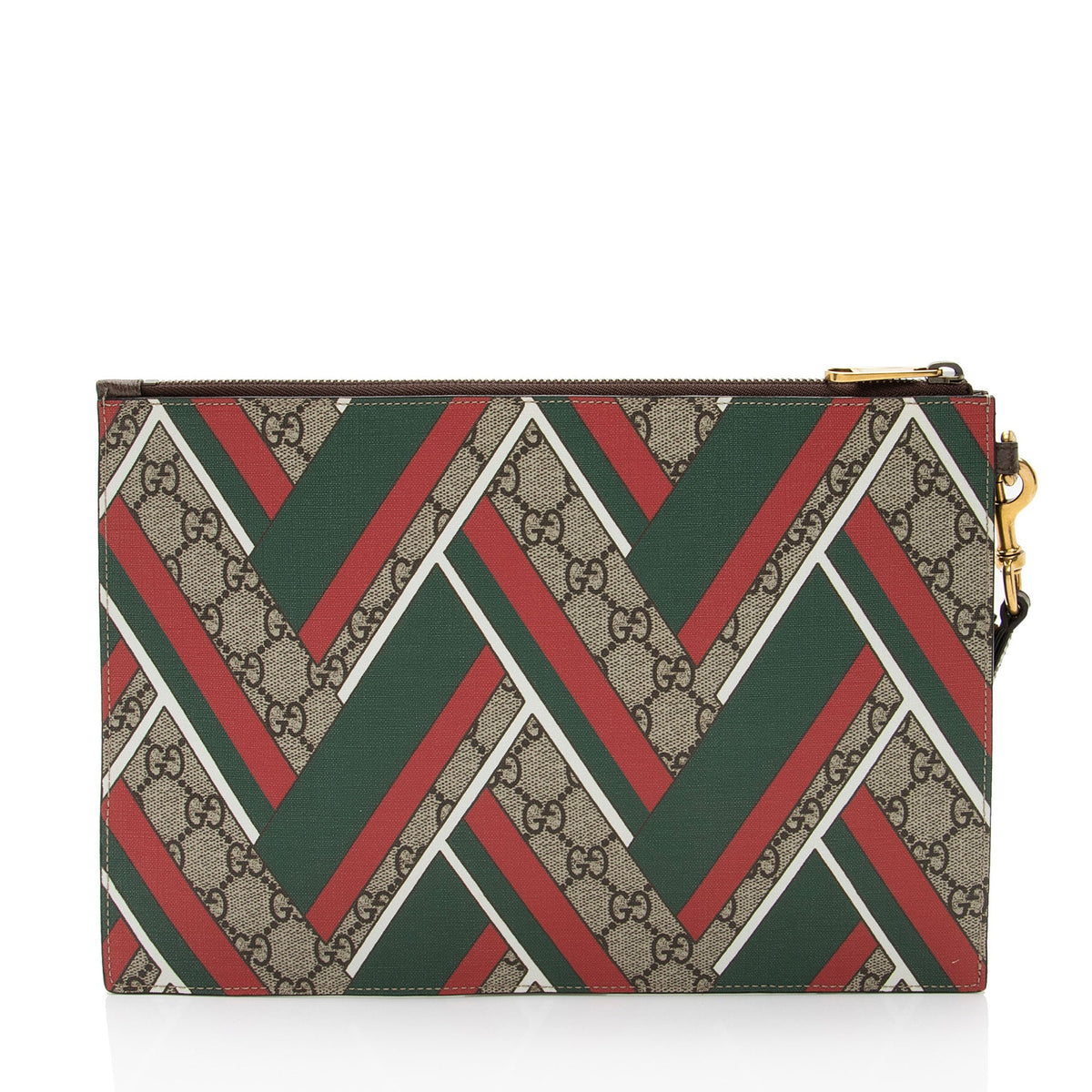Gucci GG Supreme Chevron Zip Wristlet