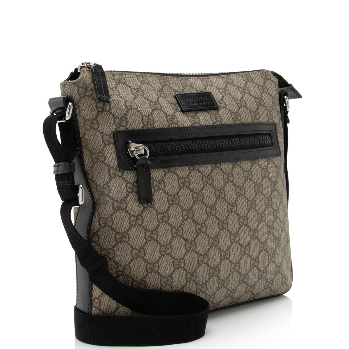 Gucci GG Supreme Flat Front Zip Messenger (SHF-7C0ZEs)