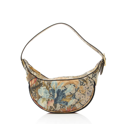 Gucci GG Supreme Flora Ophidia Half Moon Mini Hobo