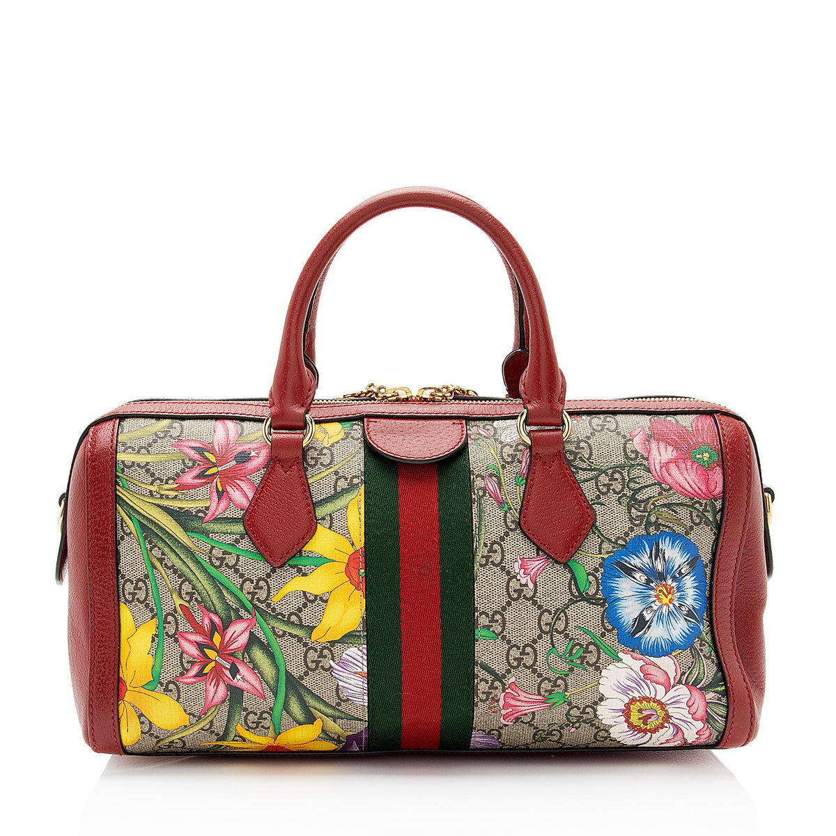 Gucci GG Supreme Flora Ophidia Medium Boston Bag (SHF-ydGH5i)