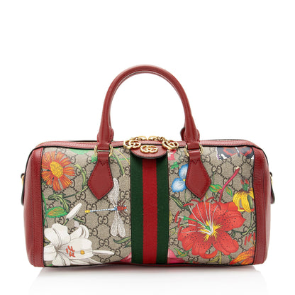 Gucci GG Supreme Flora Ophidia Medium Boston Bag (SHF-ydGH5i)