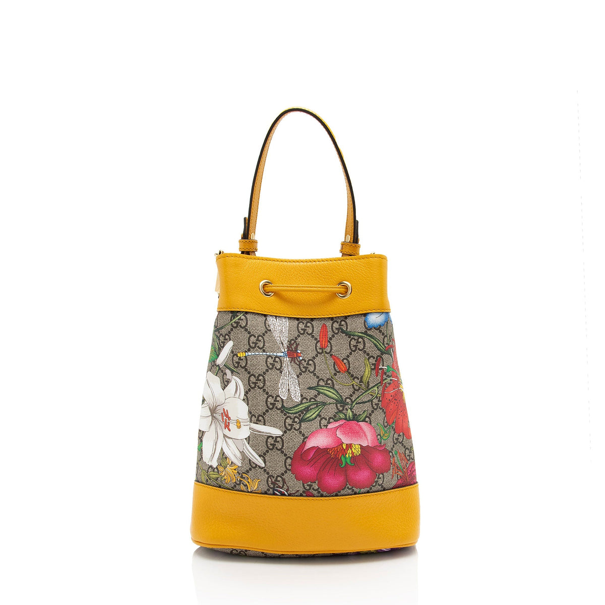 Gucci GG Supreme Flora Ophidia Small Bucket Bag (SHF-xrAn0H)