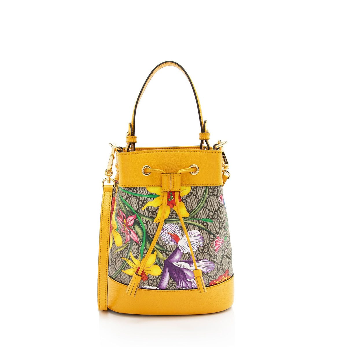 Gucci GG Supreme Flora Ophidia Small Bucket Bag (SHF-xrAn0H)