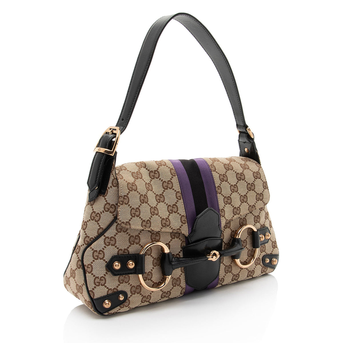 Gucci GG Supreme Horsebit Web Flap Bag (SHF-dZLqw3)