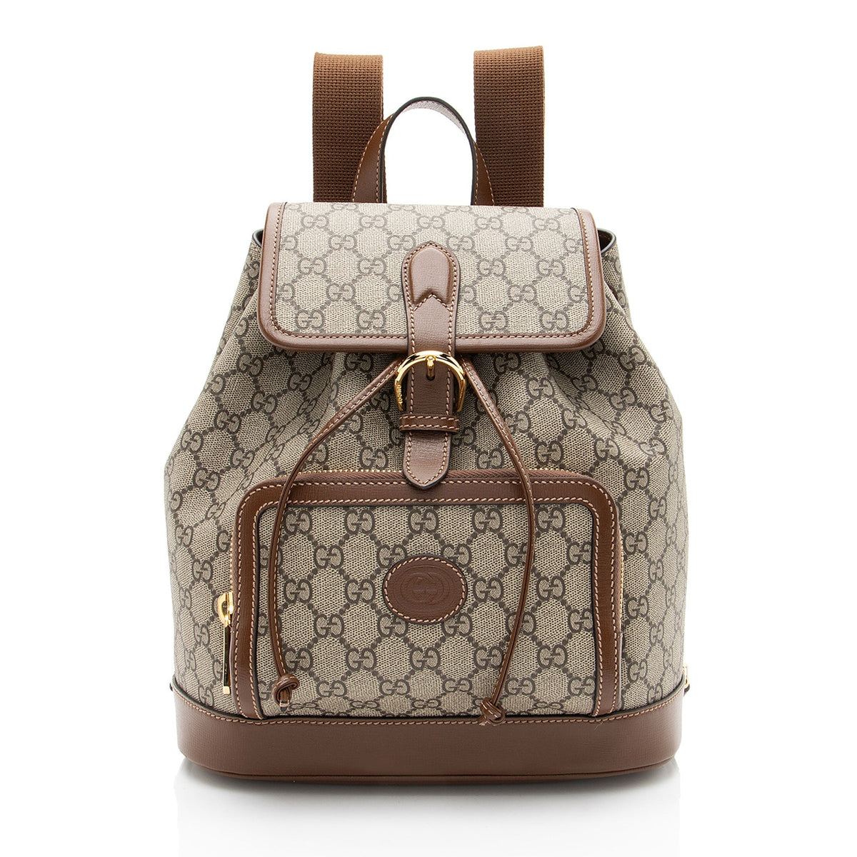 Gucci GG Supreme Interlocking G Drawstring Buckle Backpack