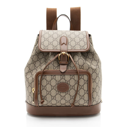 Gucci GG Supreme Interlocking G Drawstring Buckle Backpack