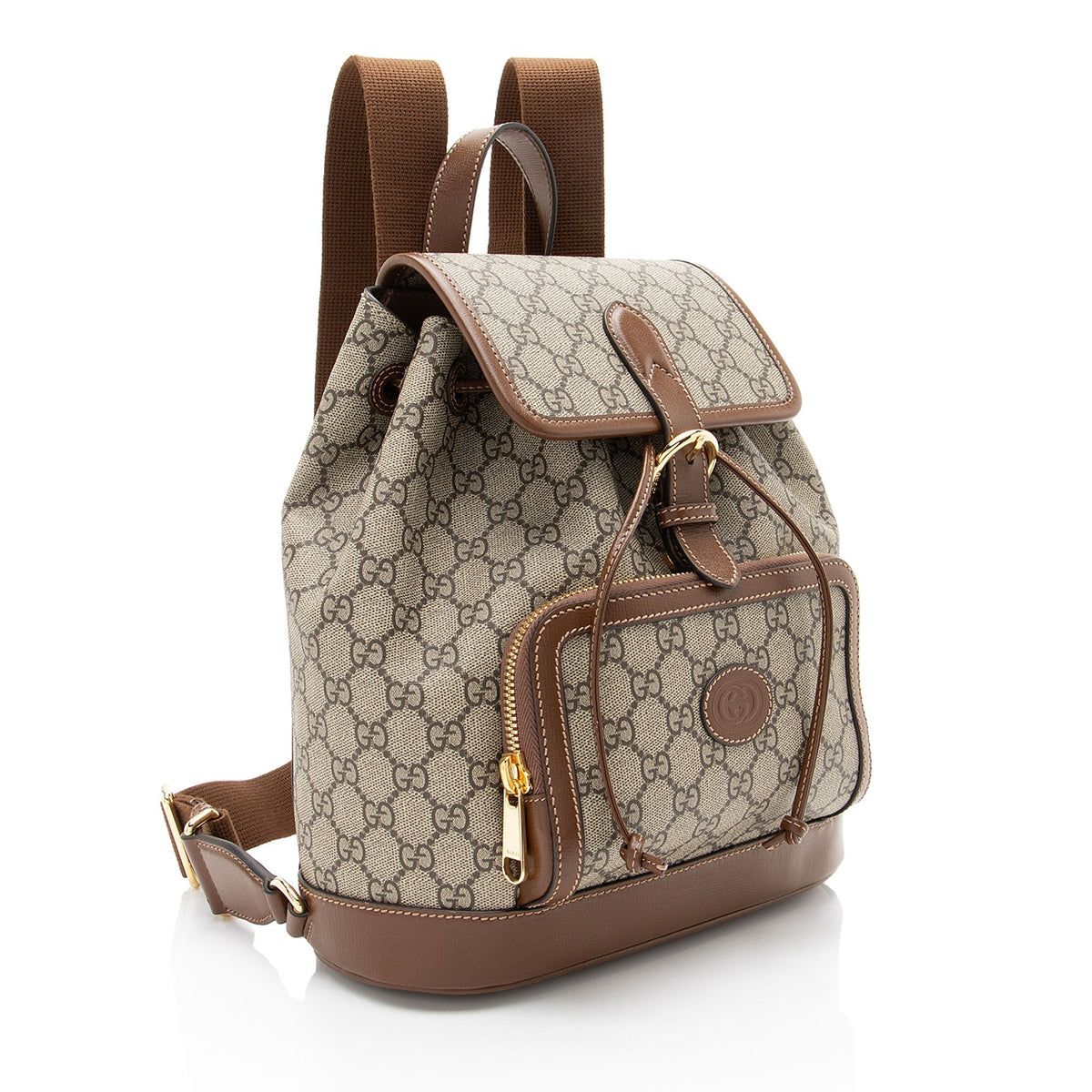Gucci GG Supreme Interlocking G Drawstring Buckle Backpack