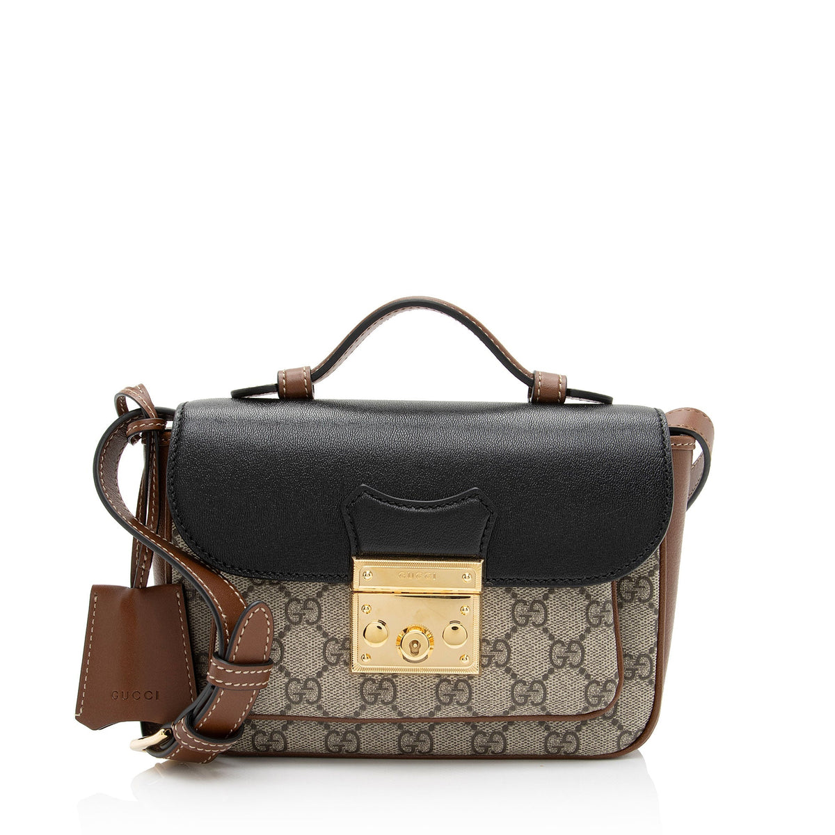 Gucci GG Supreme Leather Padlock Mini Crossbody (SHF-C1X2QZ)