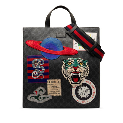 Gucci GG Supreme Night Courrier Vertical Satchel (SHG-7qGyMI)