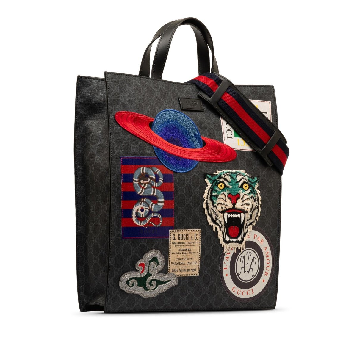 Gucci GG Supreme Night Courrier Vertical Satchel (SHG-7qGyMI)