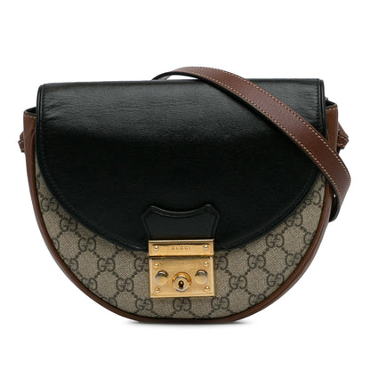 Gucci GG Supreme Saddle Padlock Crossbody Bag (SHG-BUWgu6)