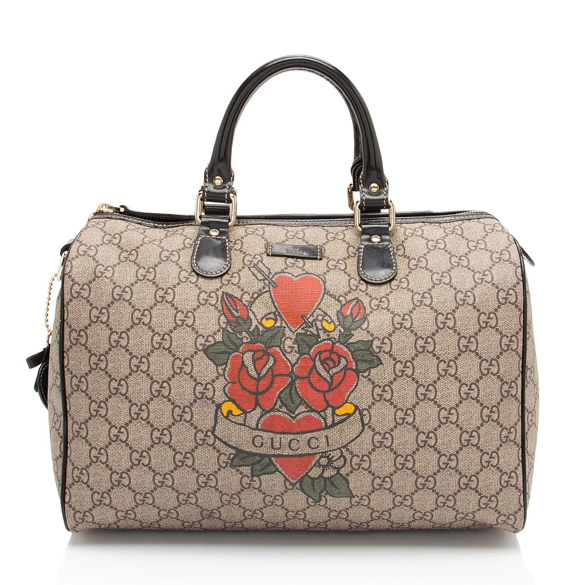 Gucci GG Supreme Tattoo Heart Medium Boston Bag (SHF-CqiJiV)