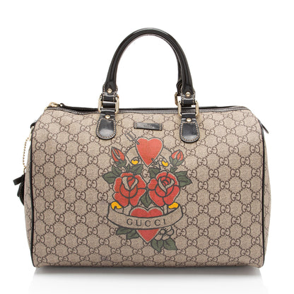 Gucci GG Supreme Tattoo Heart Medium Boston Bag (SHF-CqiJiV)