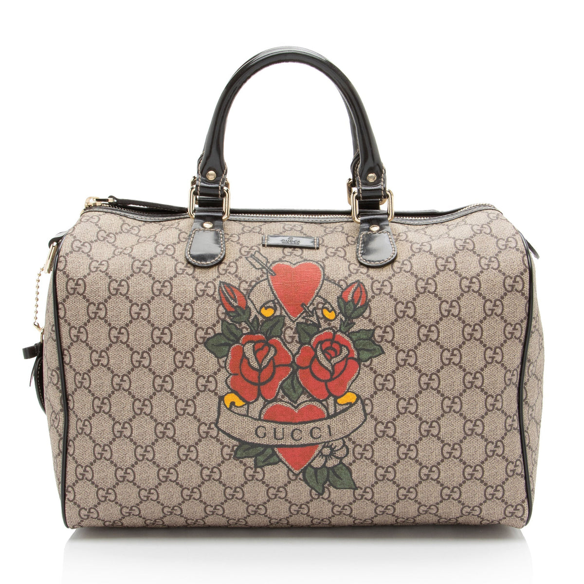 Gucci GG Supreme Tattoo Heart Medium Boston Bag