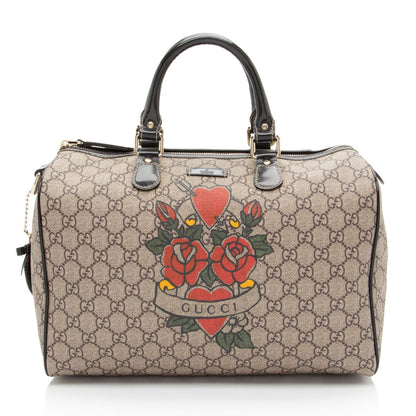 Gucci GG Supreme Tattoo Heart Medium Boston Bag
