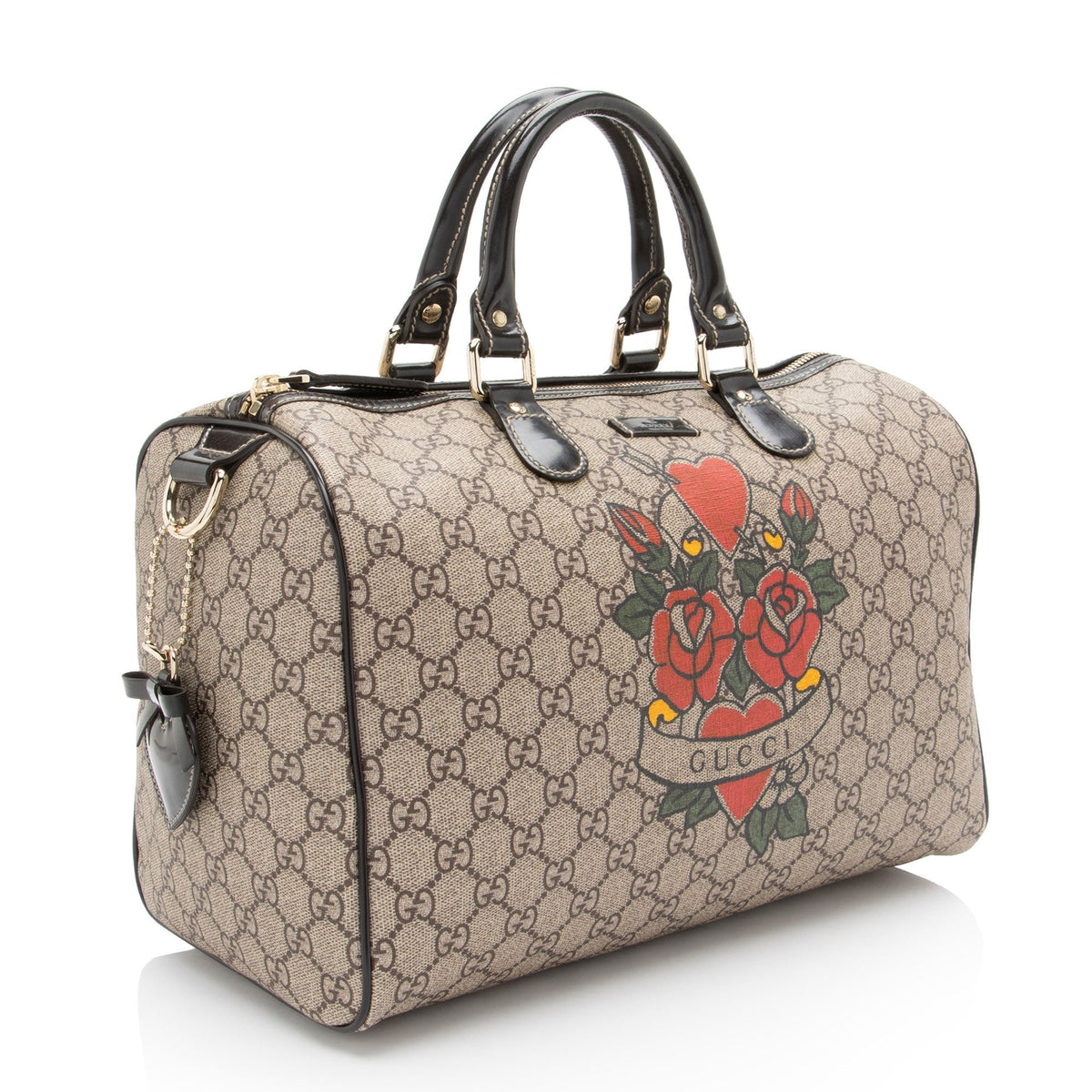 Gucci GG Supreme Tattoo Heart Medium Boston Bag