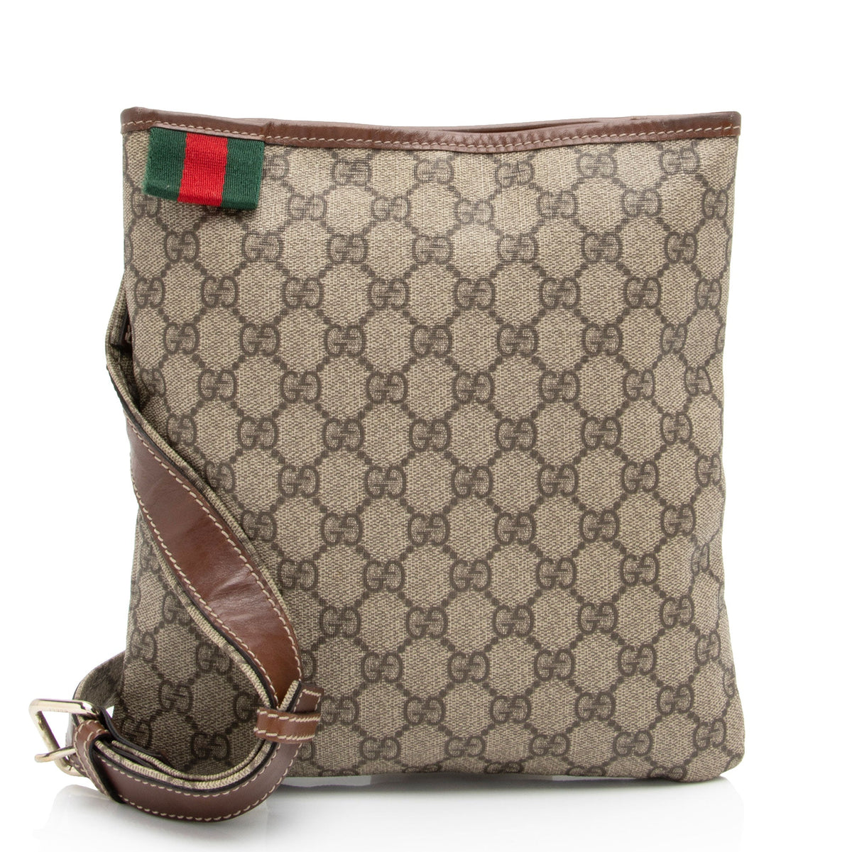 Gucci GG Supreme Web Loop Flat Small Messenger (SHF-2FmbPb)