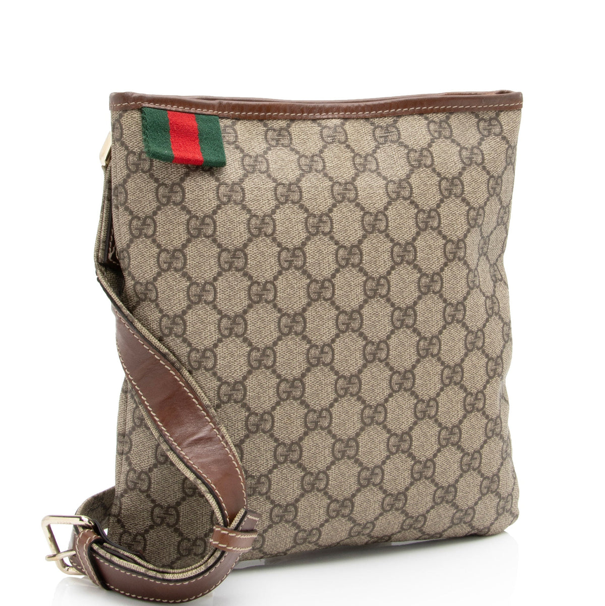 Gucci GG Supreme Web Loop Flat Small Messenger (SHF-2FmbPb)