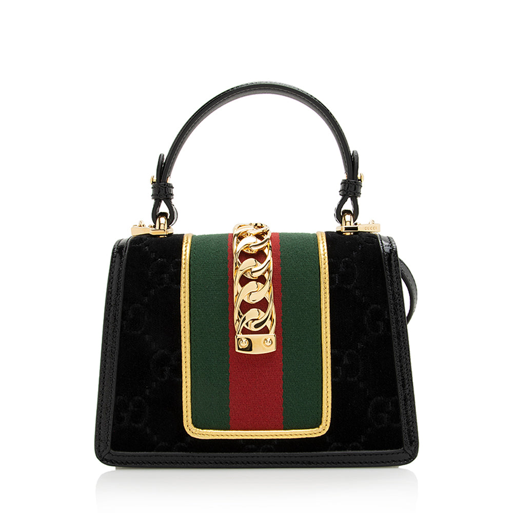Gucci GG Velvet Sylvie Mini Satchel (SHF-22913)