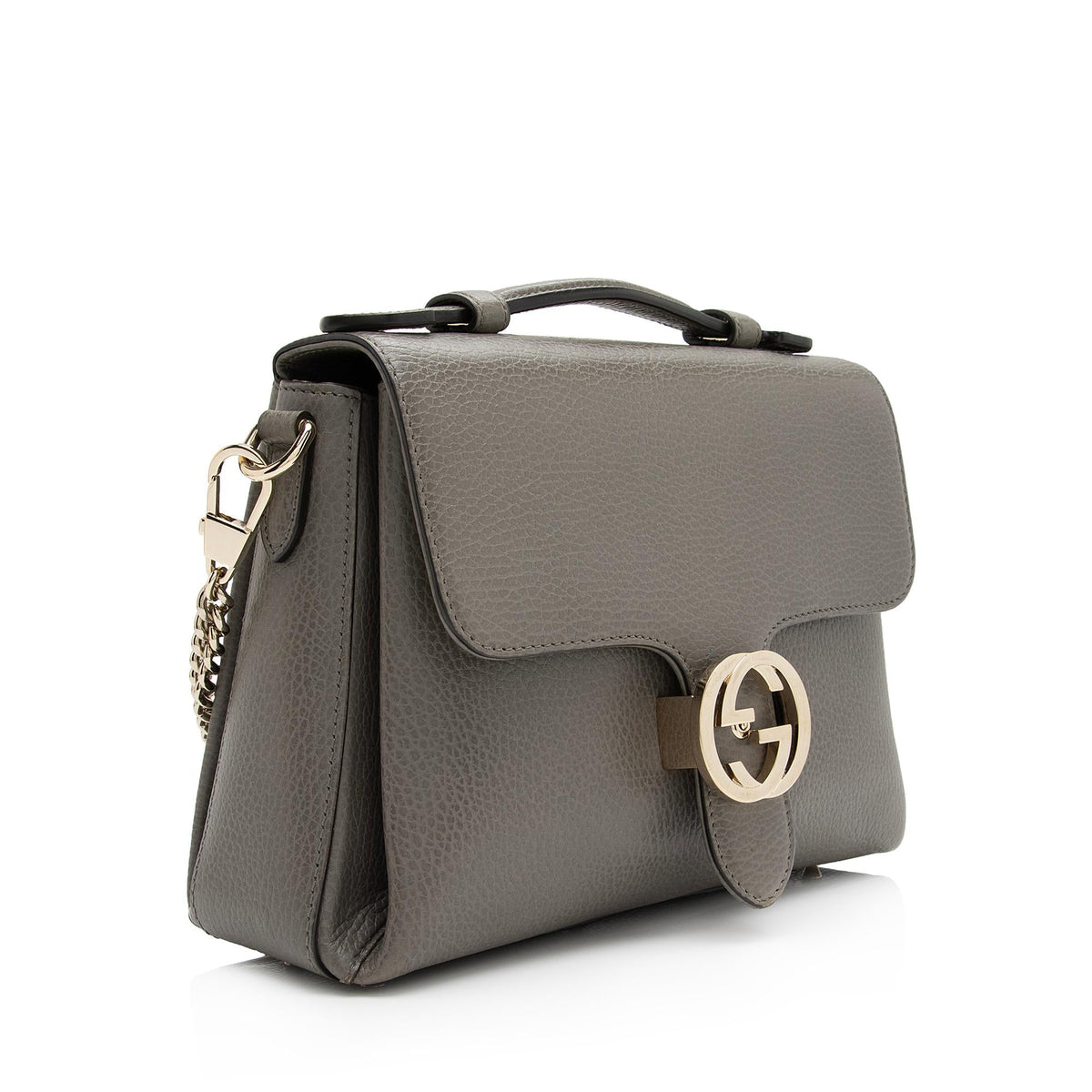 Gucci Leather Interlocking G Small Top Handle