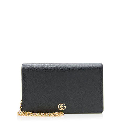 Gucci Grained Leather GG Marmont Mini Chain Bag (SHF-9urvWF)
