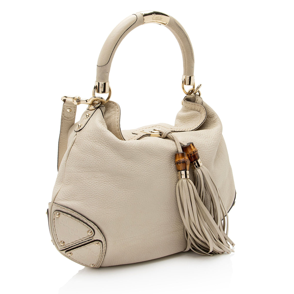 Gucci Guccissima Leather Bamboo Indy Large Satchel (SHF-M8NqdH)