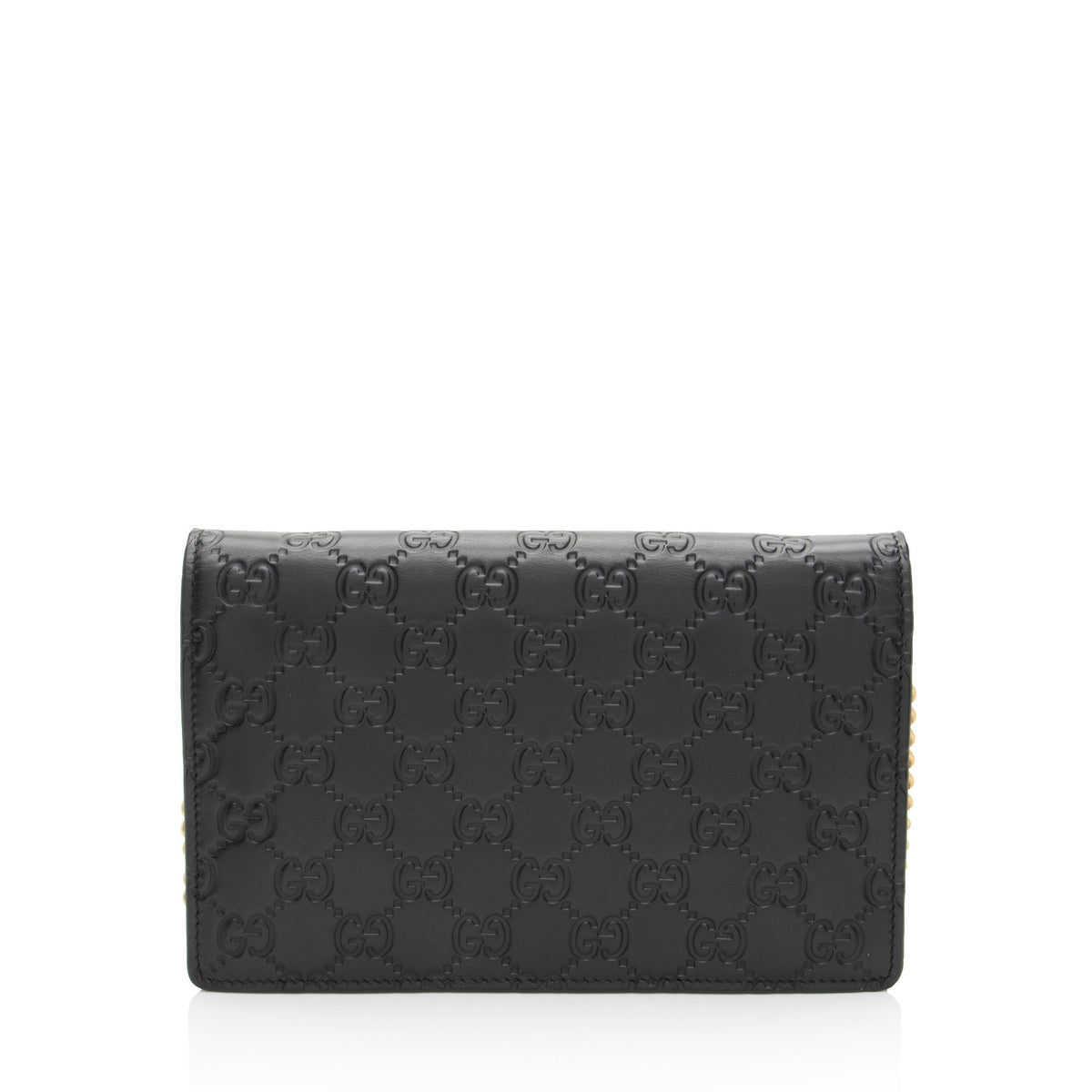 Gucci Guccissima Leather Crystal Cat Wallet on Chain