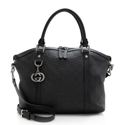 Gucci Guccissima Leather Dome Medium Satchel (SHF-22703)