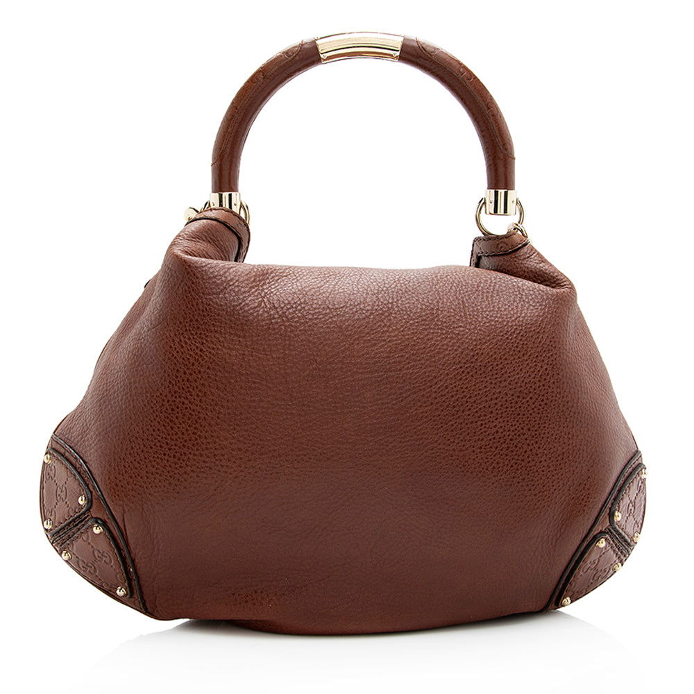 Gucci Guccissima Leather Indy Large Satchel (SHF-19577)