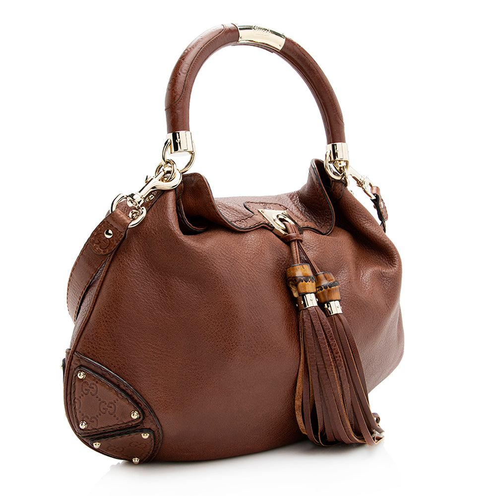 Gucci Guccissima Leather Indy Large Satchel (SHF-19577)