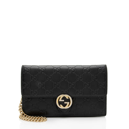Gucci Guccissima Leather Interlocking G Chain Wallet (SHF-QK9Cxy)