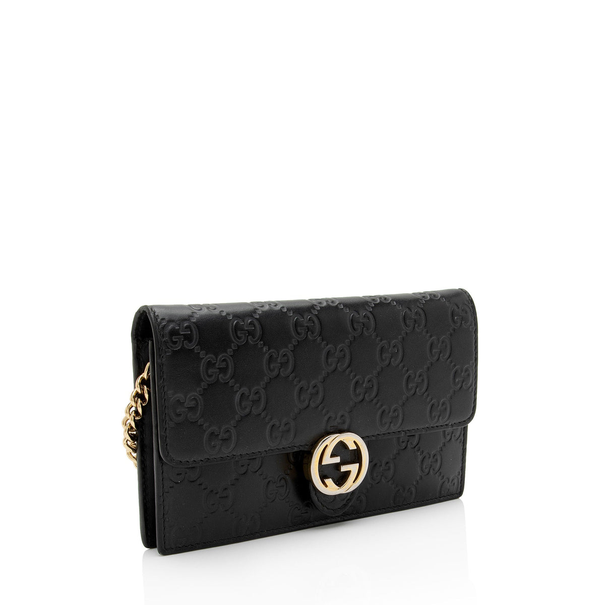 Gucci Guccissima Leather Interlocking G Chain Wallet (SHF-QK9Cxy)