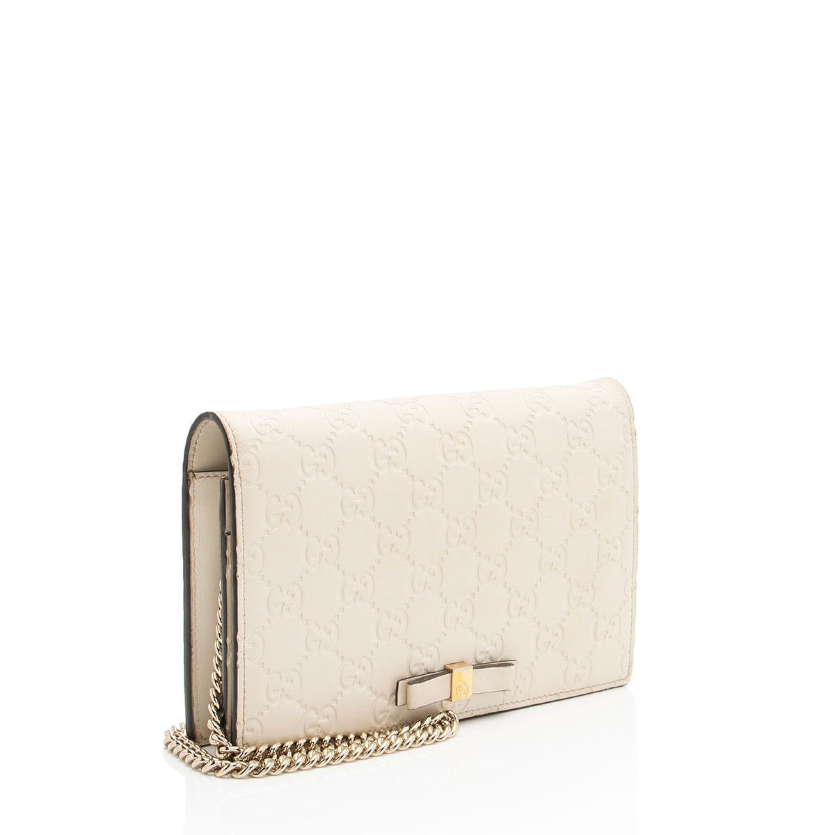 Gucci Guccissima Leather Signature Bow Mini Wallet on Chain