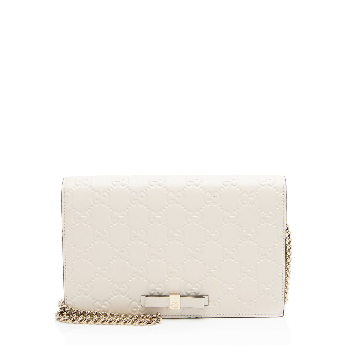 Gucci Guccissima Leather Signature Bow Mini Wallet on Chain