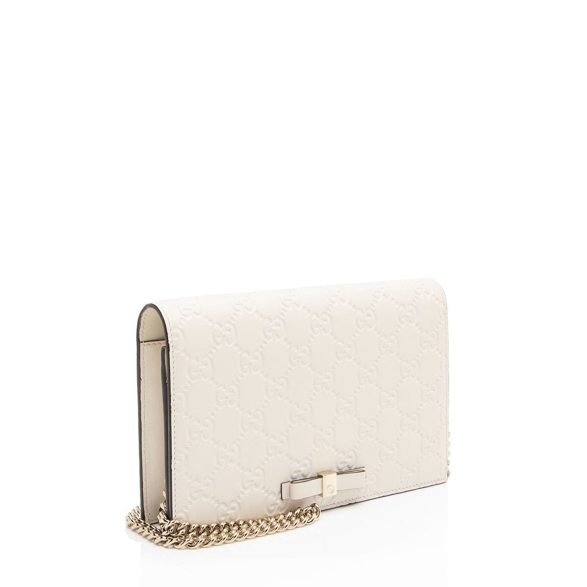 Gucci Guccissima Leather Signature Bow Mini Wallet on Chain