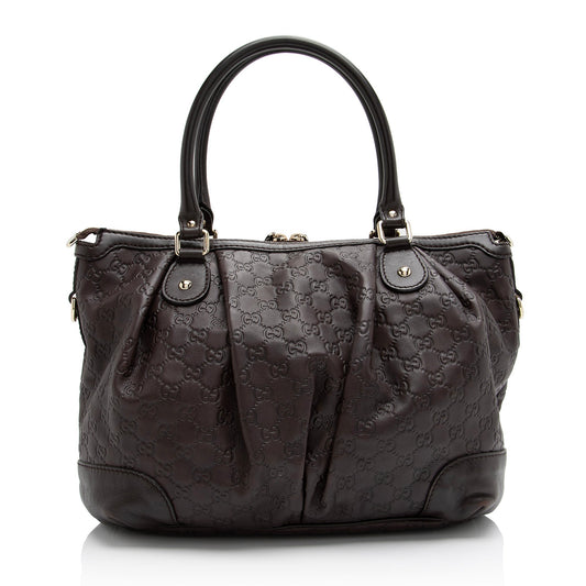 Gucci Guccissima Leather Sukey Top Handle Large Satchel (SHF-23263)