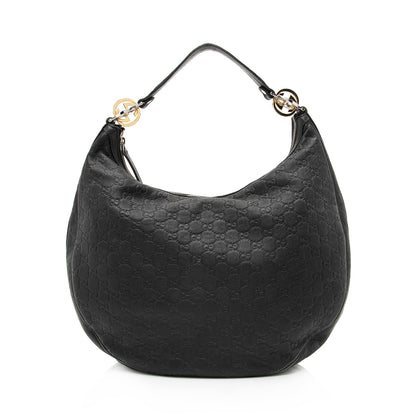Gucci Guccissima Leather Twins Medium Hobo (SHF-23161)