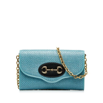 Gucci Horsebit 1955 Raffia Chain Bag (SHG-4v9ib8)