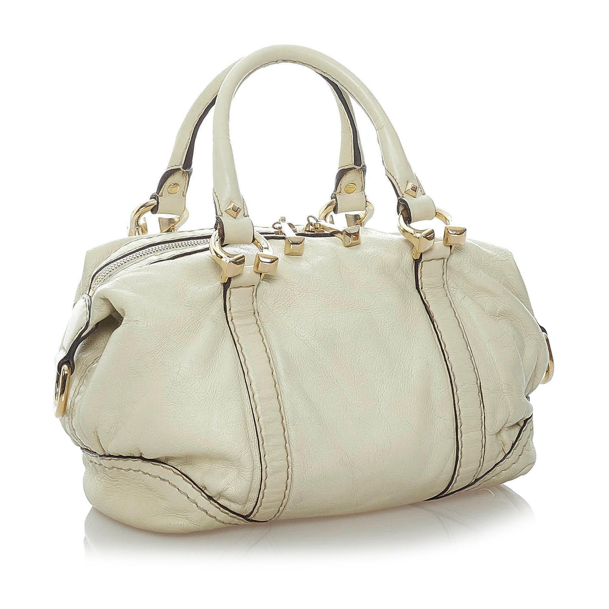 Gucci Horsebit Nail Leather Boston Bag (SHG-32036)