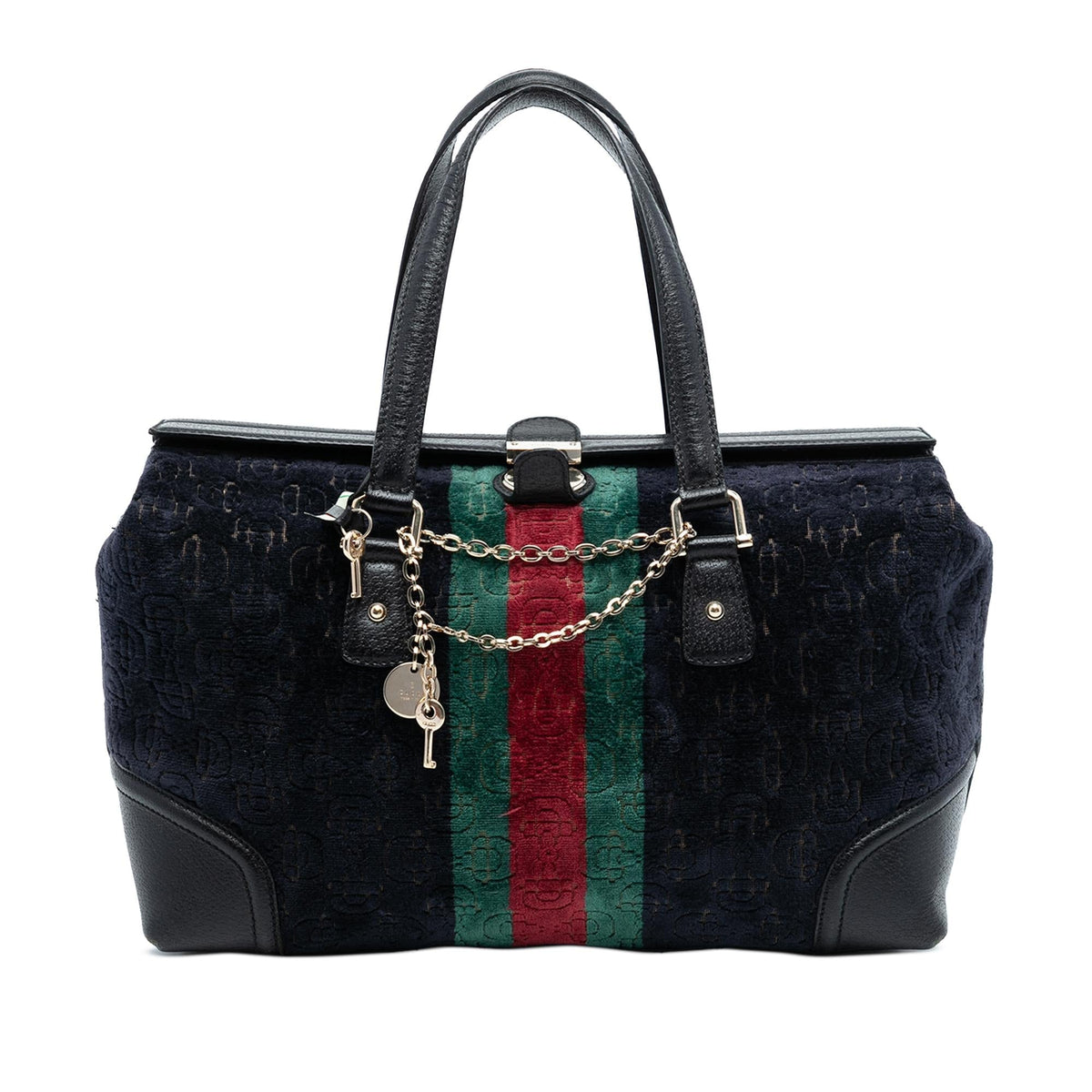Gucci Horsebit Velvet Web Treasure Boston Bag