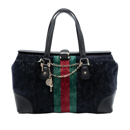 Gucci Horsebit Velvet Web Treasure Boston Bag