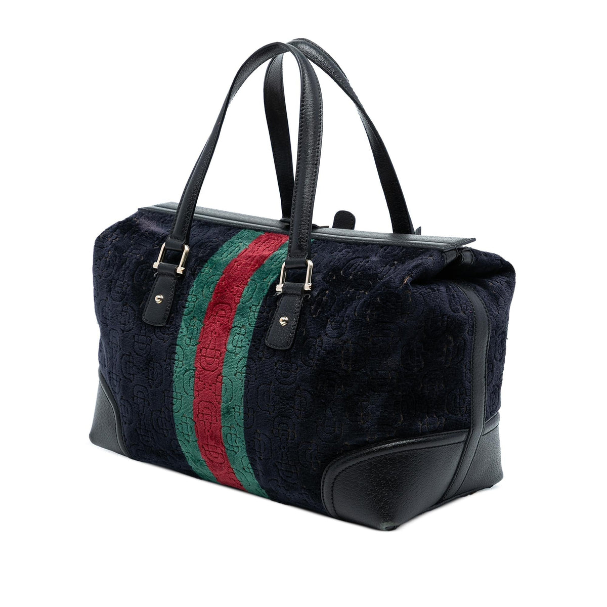 Gucci Horsebit Velvet Web Treasure Boston Bag