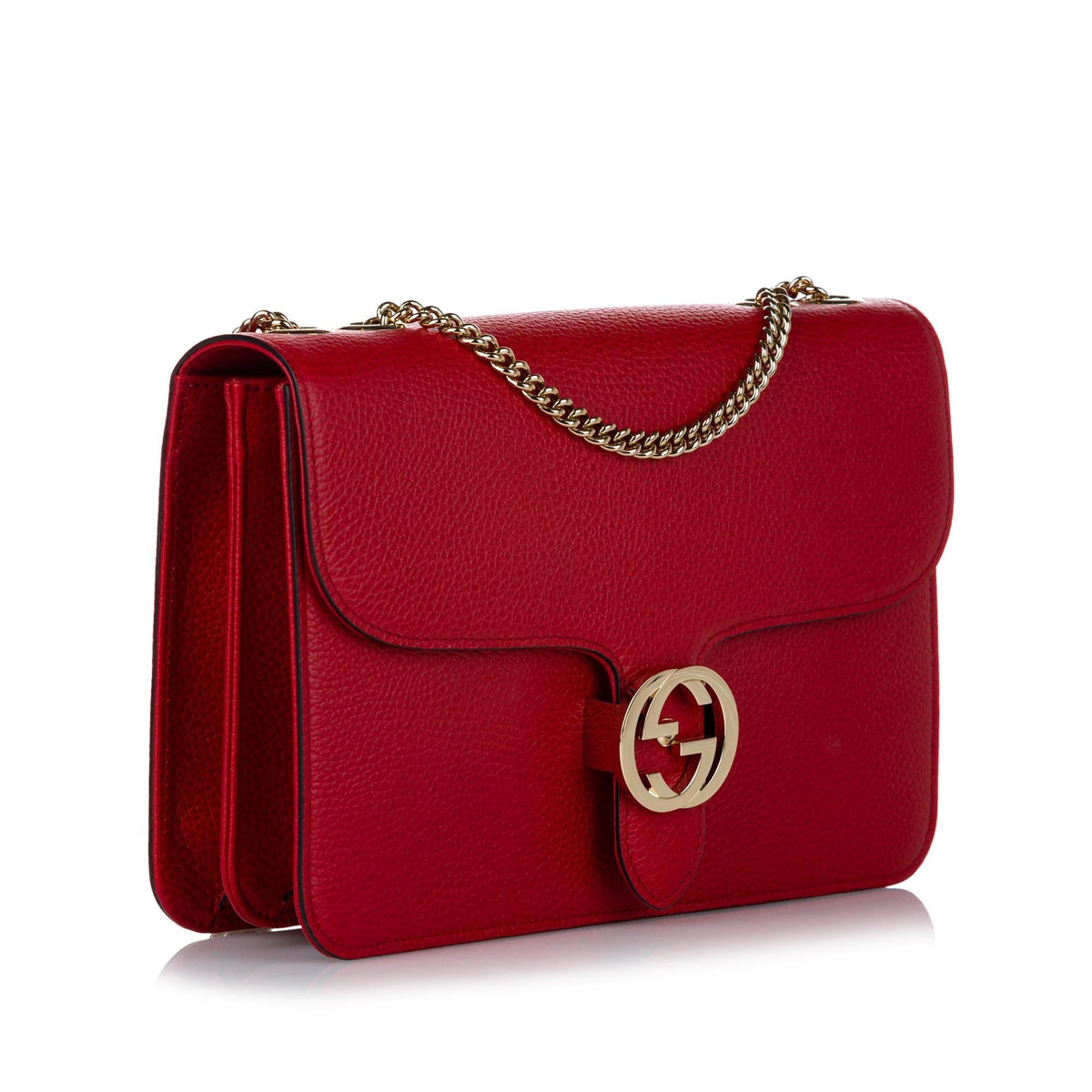 Gucci Interlocking G Chain Leather Crossbody Bag (SHG-30083)