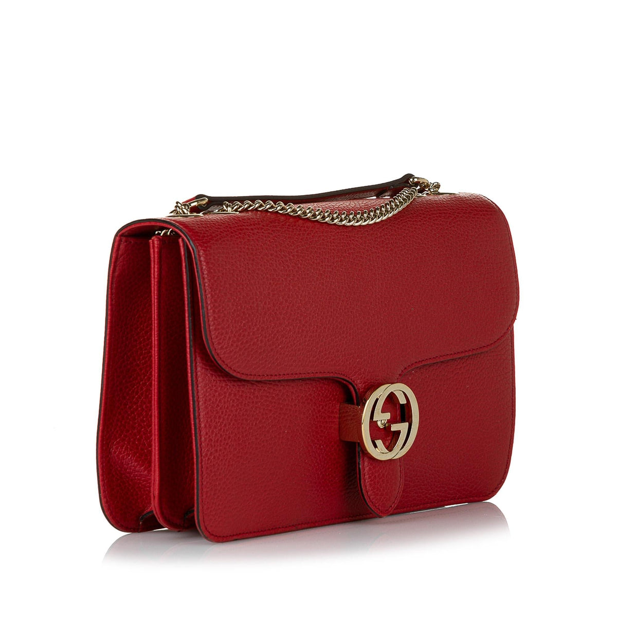 Gucci Interlocking G Chain Leather Crossbody Bag (SHG-32642)