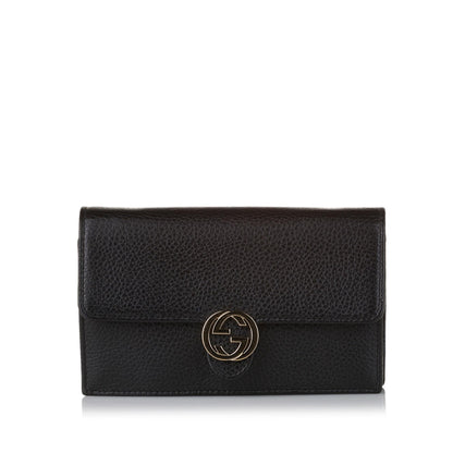 Gucci Interlocking G Chain Leather Wallet on Chain (SHG-31579)