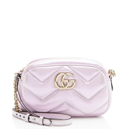 Gucci Matelasse Padded Iridescent Leather GG Marmont Small Camera Bag