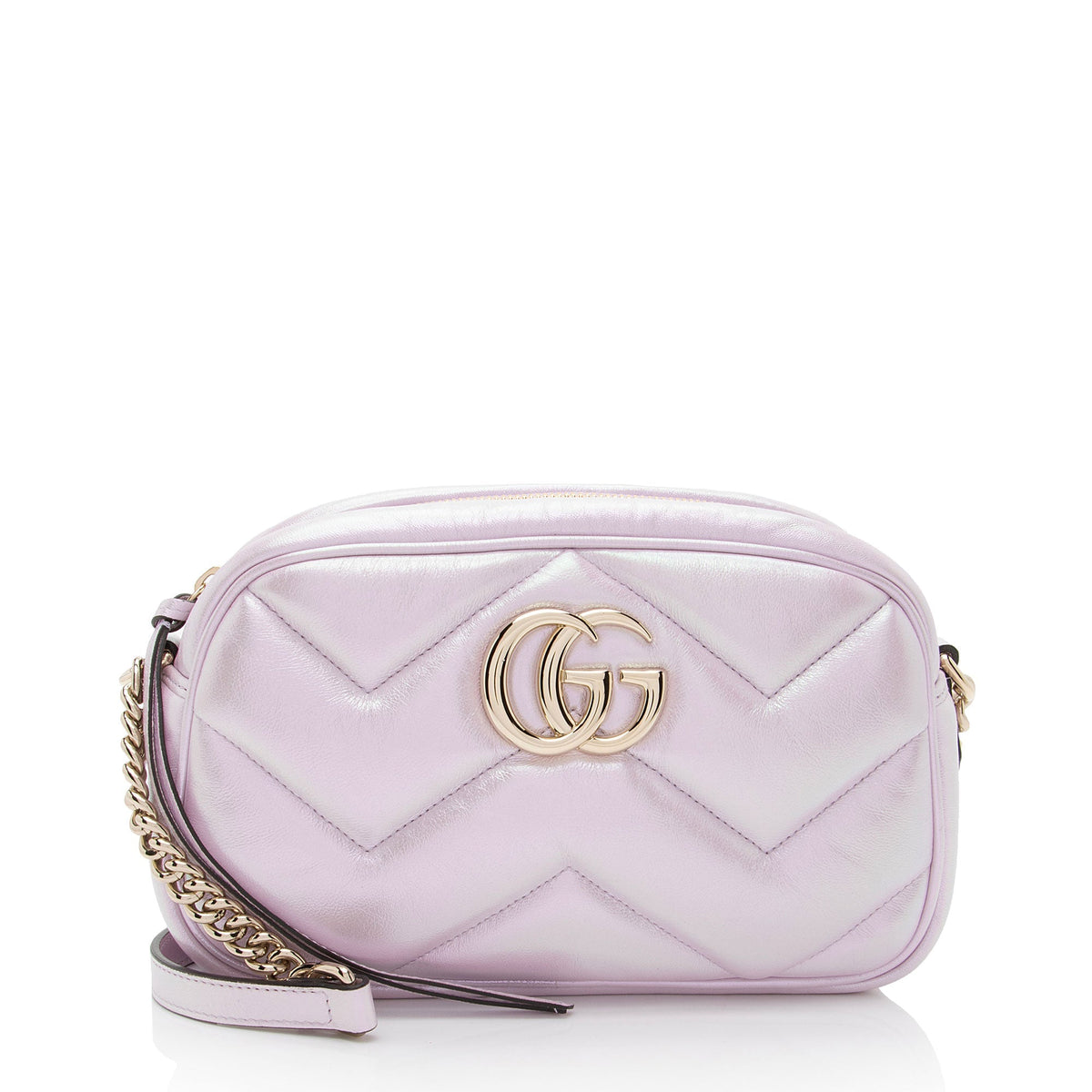 Gucci Matelasse Padded Iridescent Leather GG Marmont Small Camera Bag