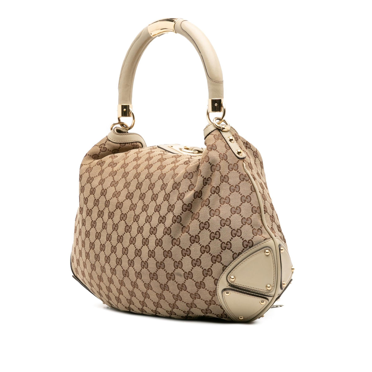 Gucci Large GG Canvas Bamboo Indy Hobo