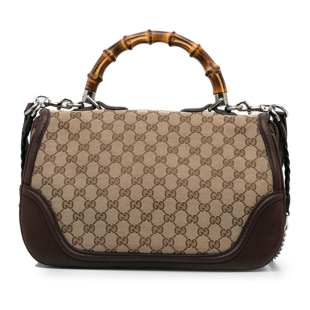 Gucci Large GG Canvas New Bamboo Satchel (SHG-rWP7tz)