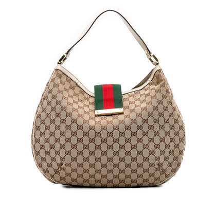 Gucci Large GG Canvas Web New Ladies Hobo